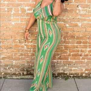 Judith March Green Aztec Jumpsuit